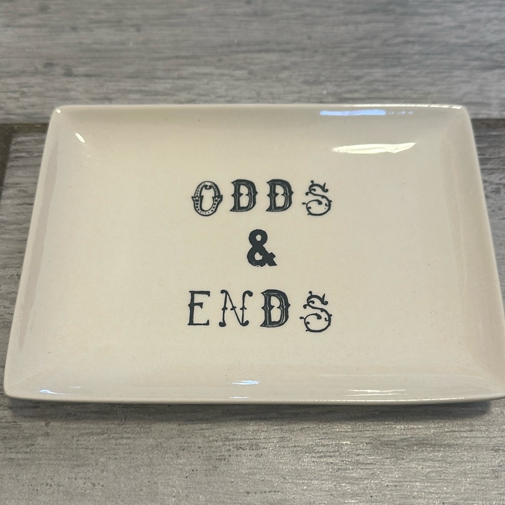Odds & Ends stoneware vintage inspired jewelry dish tray Great Gift! NEW